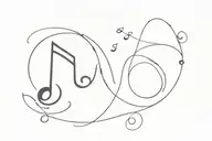 Letter S incorporated with 5 music notes tattoo design idea