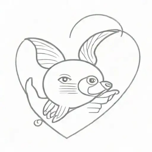 A minimalist tattoo design of a heart shaped like freedoom and scruff hand bear animal tattoo design idea