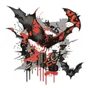 bats flying by a haunted tattoo design idea
