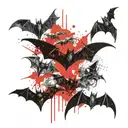 bats flying by a haunted tattoo design idea