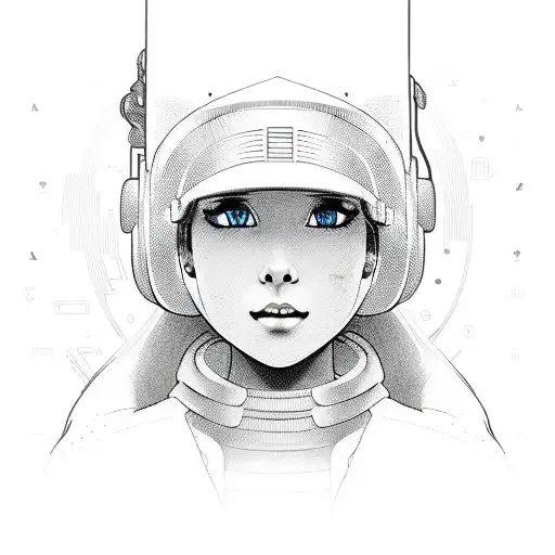 a miner girl who mines texts with code and ax tattoo design idea