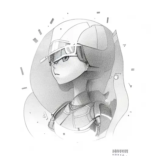 a mine compiled of texts where a girl mines the texts with code and ax tattoo design idea