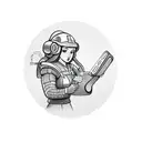 a miner girl who mines texts with code tattoo design idea