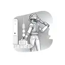 a miner girl who mines texts with code tattoo design idea