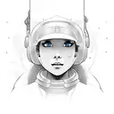 a miner girl who mines texts with code and ax tattoo design idea