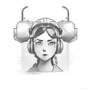 a miner girl who mines texts with code and ax tattoo design idea