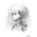 a mine compiled of texts where a girl mines the texts with code and ax tattoo design idea