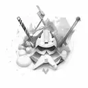 a mine compiled of texts where a girl mines the texts with code and ax tattoo design idea