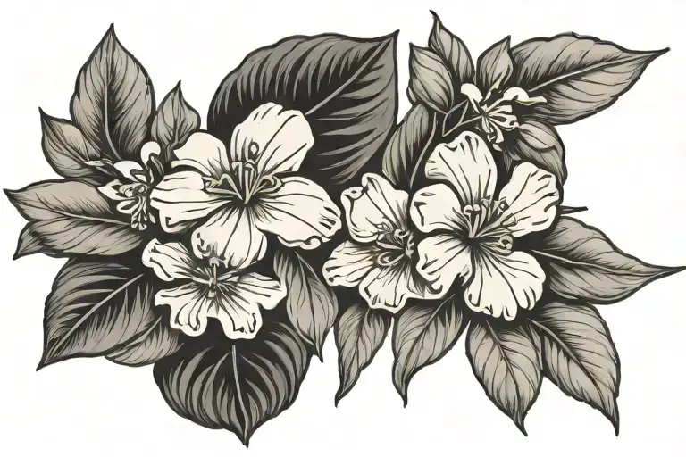 olive branch intertwined with african violets  tattoo design idea