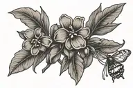olive branch intertwined with african violets intertwined with the word freedom incorporated tattoo design idea