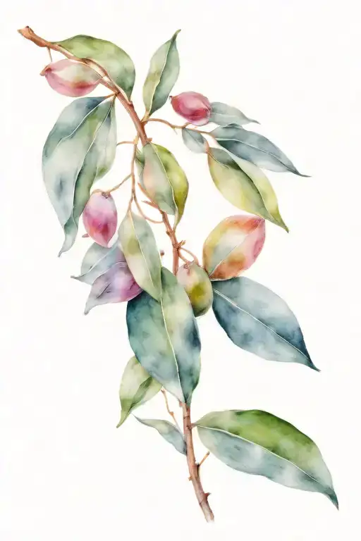 eucalyptus leaves and olive branch tattoo design idea