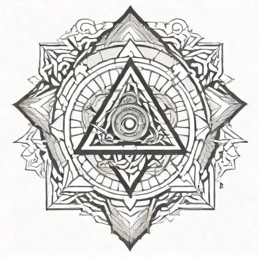 sacred geometry trippy tattoo design idea