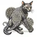 metatrons cube hairless cat with piercings tattoo design idea