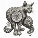 metatrons cube hairless cat with piercings tattoo design idea