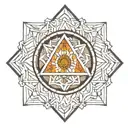 sacred geometry trippy tattoo design idea