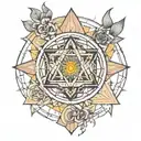 sacred geometry trippy tattoo design idea