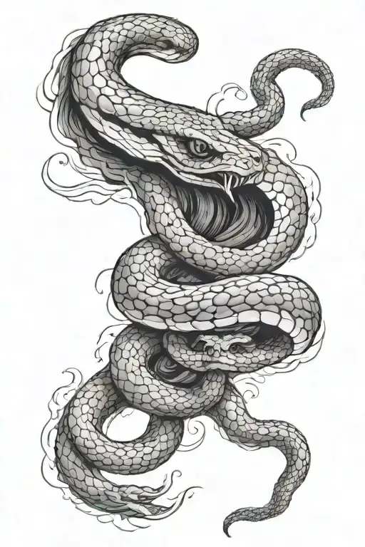 Snake that turns into smoke coming tattoo design idea