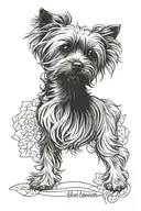 Memorial Tattoo for a Yorkshire Terrier  with the name Benji  tattoo design idea