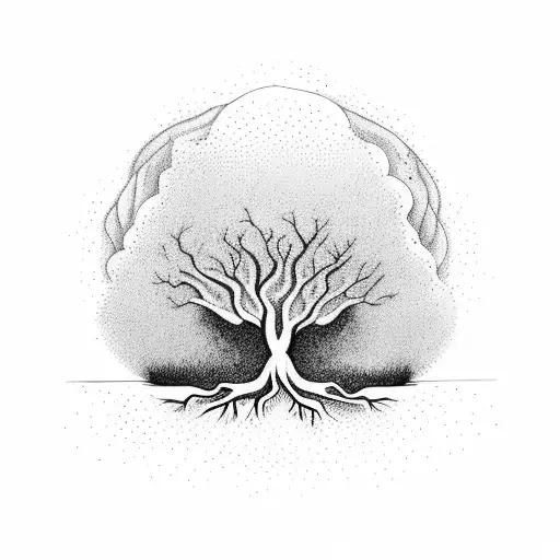 A tree with roots forming the word 'Sobriety' and branches with positive affirmations tattoo design idea