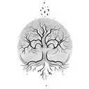 A tree with roots forming the word 'Sobriety' and branches with positive affirmations tattoo design idea