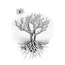 A tree with roots forming the word 'Sobriety' and branches with positive affirmations tattoo design idea