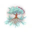 A tree with roots forming the word 'Sobriety' and branches with positive affirmations tattoo design idea
