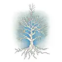A tree with roots forming the word 'Sobriety' and branches with positive affirmations tattoo design idea