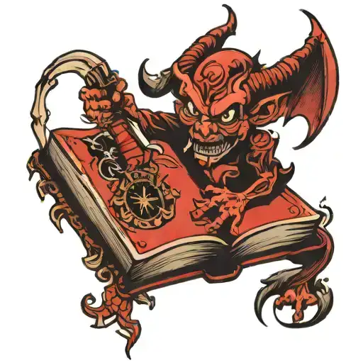 devil's book tattoo design idea