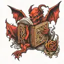 devil's book tattoo design idea
