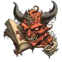 devil's book tattoo design idea