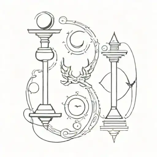 balance column tattoo. Half gods half devil tattoo design idea