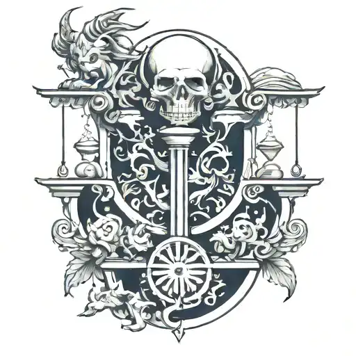 balance column tattoo. Half gods half devil tattoo design idea