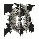 balance column tattoo. Half gods half devil tattoo design idea