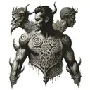 balance column tattoo. Half gods half devil tattoo design idea