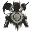 balance column tattoo. Half gods half devil tattoo design idea