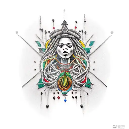 rasta woman with piercings, tattoos and blue eyes tattoo design idea