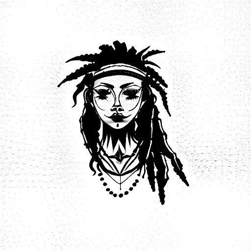 rasta woman with piercings, tattoos and blue eyes tattoo design idea
