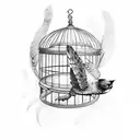 bird cage turtle  tattoo design idea