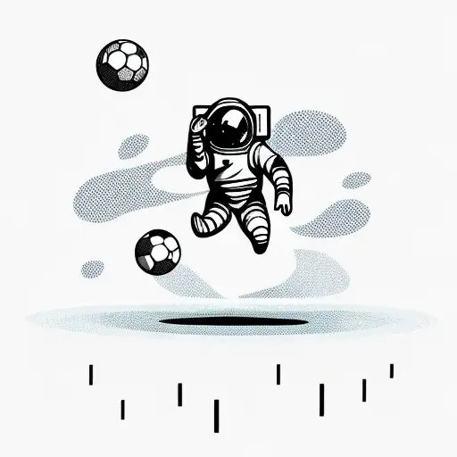 astronaut soccer planet tattoo design idea