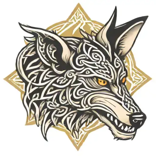 celtic wolf head tattoo design idea