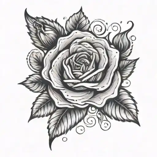 the  name guadalupe with roses around it  tattoo design idea