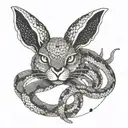 metallic snake and black rabbit tattoo design idea