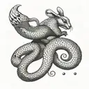 metallic snake and black rabbit tattoo design idea