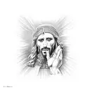 Jesus holding out his had crying while a guy shooting up drugs is in his hand tattoo design idea