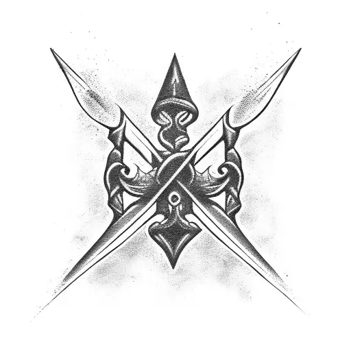 2x2 trident with water tattoo design idea