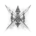 2x2 trident with water tattoo design idea