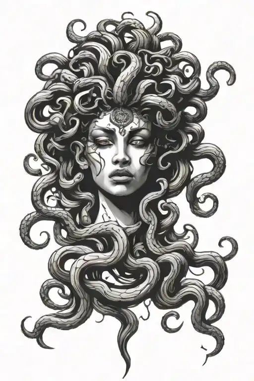 beautiful evil Medusa tattoo design idea