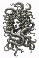 beautiful evil Medusa tattoo design idea