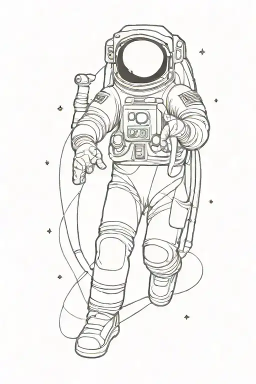 sad astronaut floating in space tattoo design idea