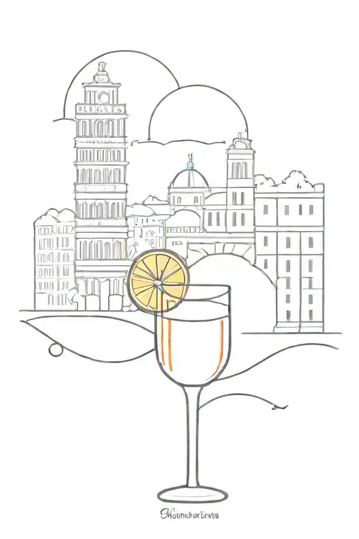 rome and aperol spritz tattoo design idea